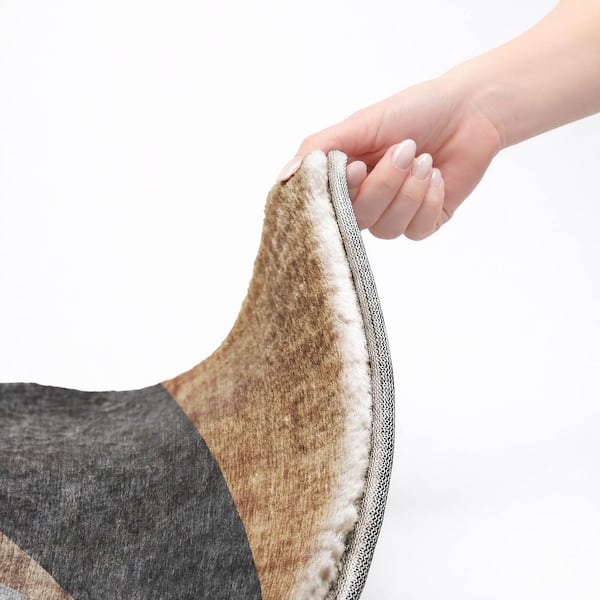 Dream Shag Premium Machine Washable Abstract ADS715 Taupe 3 ft. x 5 ft. Area Rug