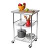 Seville Classics Stainless Steel Kitchen Cart with Basket SHE18321B