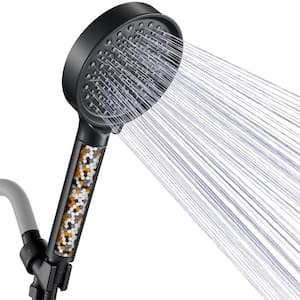 4.9 in. 6-Spray Patterns Wall Mount Filtered Handheld Shower Head 1.8 GPM in Black