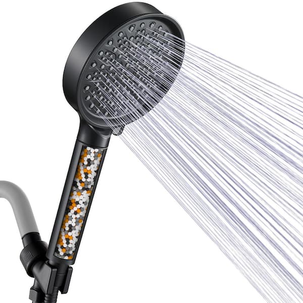 cobbe 4.9 in. 6-Spray Patterns Wall Mount Filtered Handheld Shower Head 1.8 GPM in Black