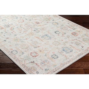 Calhoun Light Grey Medallion 5 ft. x 7 ft. Machine-Washable Indoor Area Rug