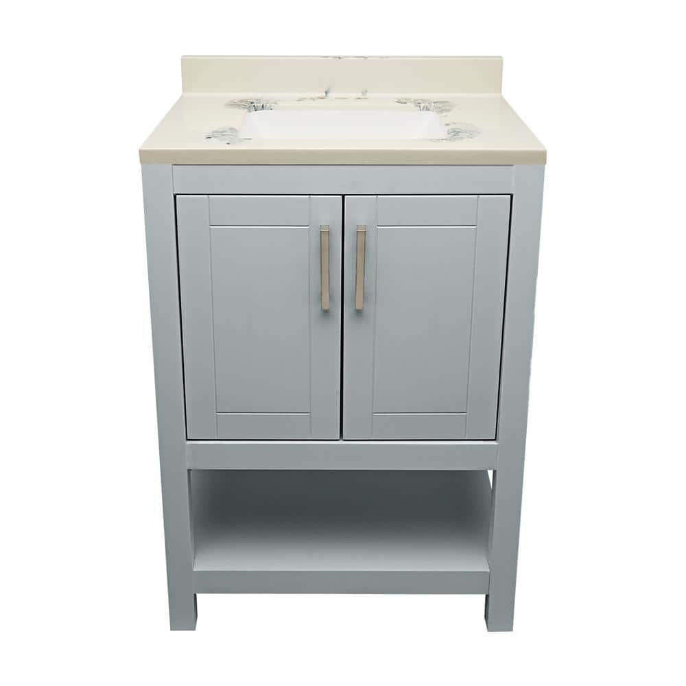 Ella Taos 25 in. W x 19. in D. x 36 in. H Bath Vanity in Grey with Cultured  Marble Carrera Top with White Basin TA24GR-T25CRB - The Home Depot