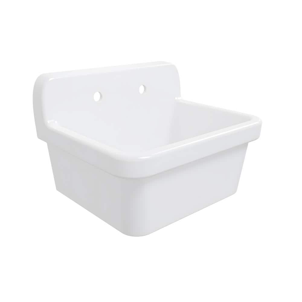 Mason 24-inch White Ceramic Farmhouse Wall Mount Utility Sink