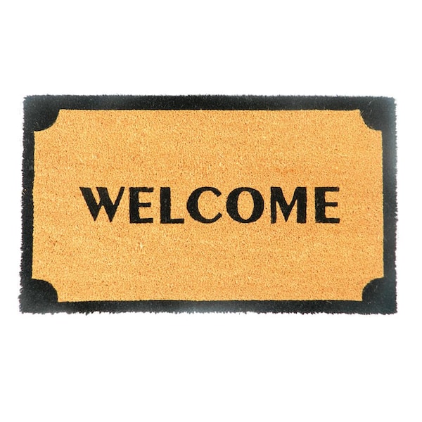 Unbranded Welcome Natural 18 in. W x 30 in. L Coir Non-Slip Indoor Outdoor Door Mat