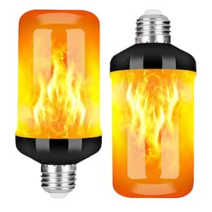 3-Watt F20 E26 Flame LED Light Bulb w/Upside Down Effect and 4 Modes Flicker in Orange for Holiday Decoration (2-Pack)