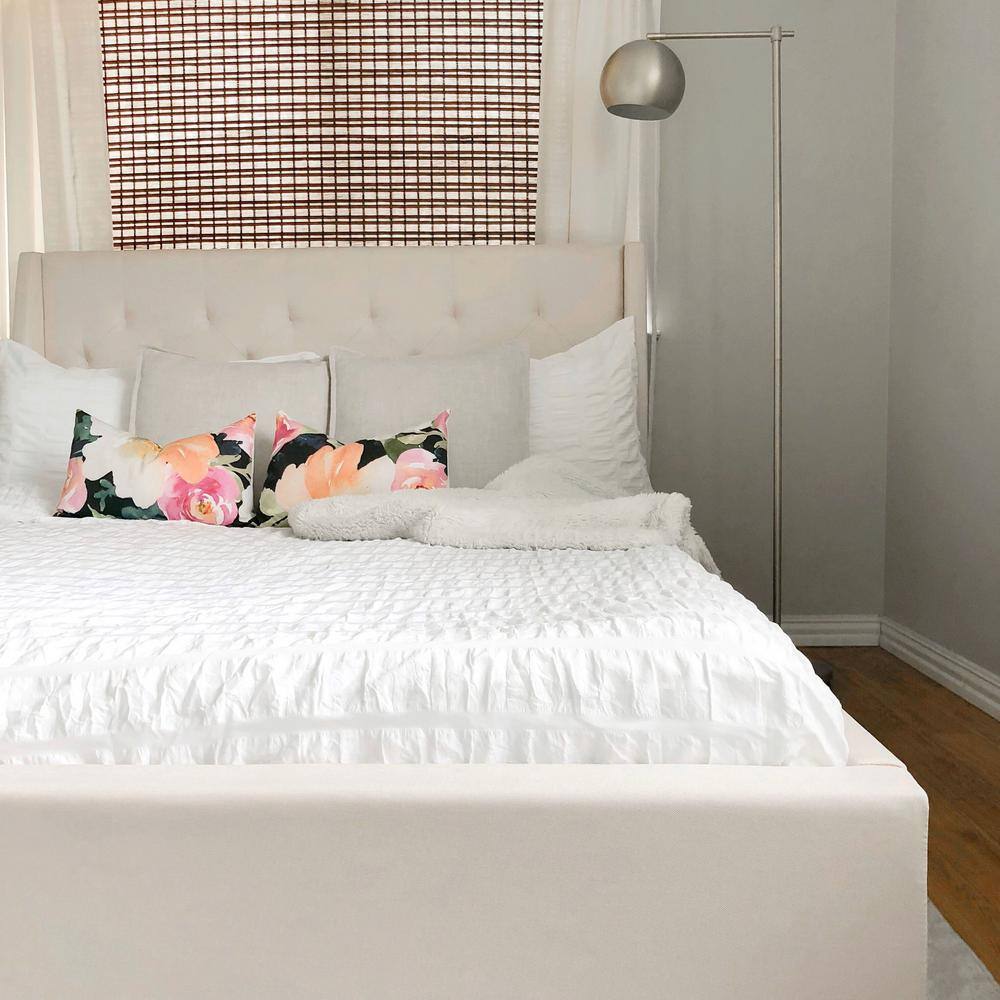 King White Cotton Seersucker Duvet Cover Set