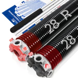 0.225 in. Wire x 2 in. x 28 in. L Electrophoresis Garage Door Torsion Springs in Red Left and Right with Winding Bars