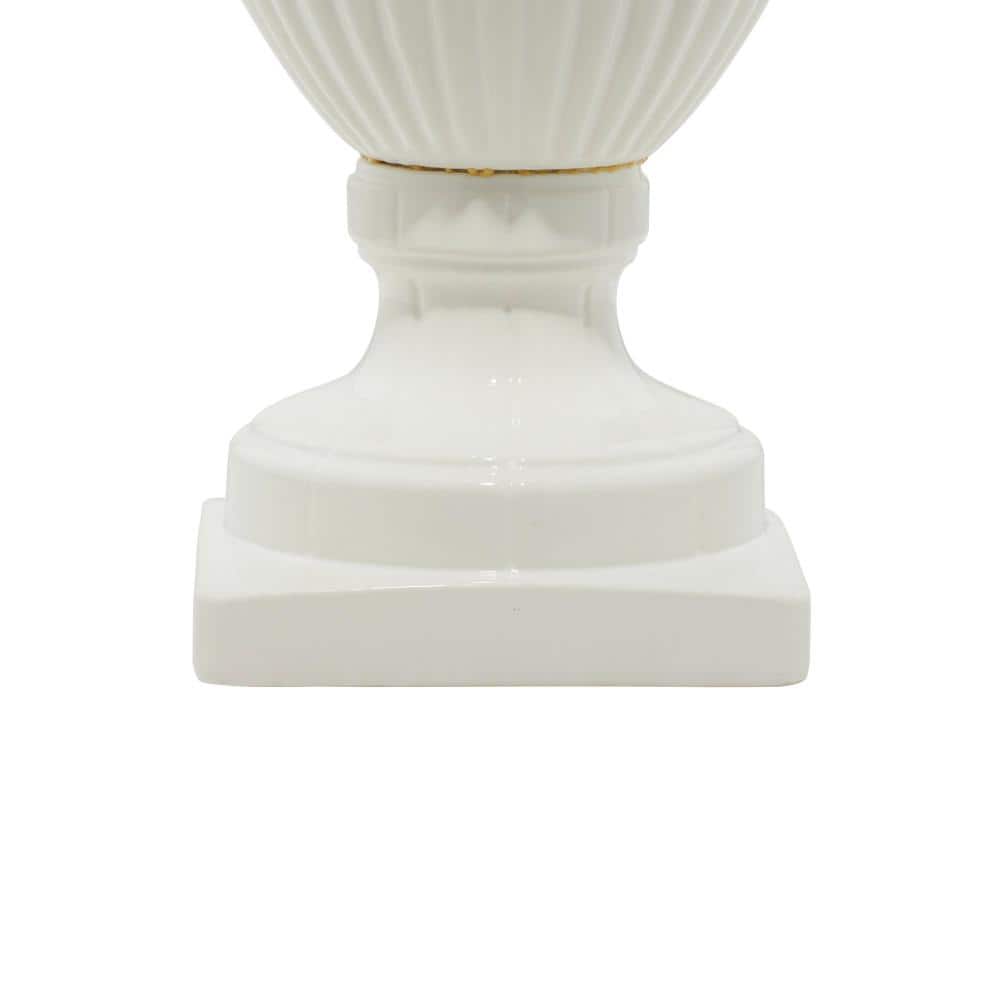 32" White Ceramic Tall Fluted Decorative Urn