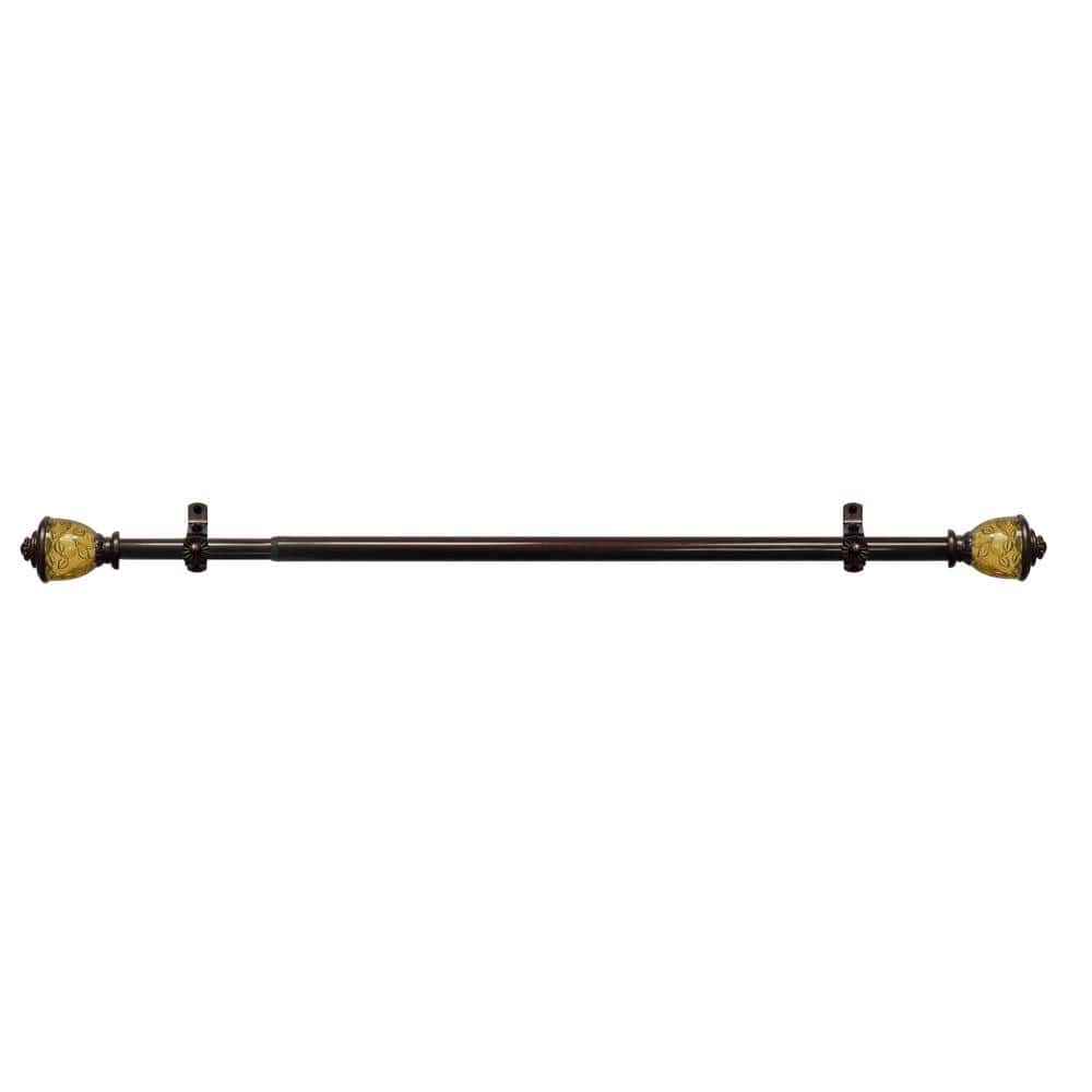 Camino Bronze Curtain Rod with Amber Glass Finials, Adjustable 28-48 Inches