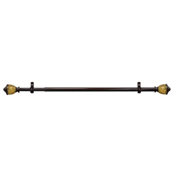 ACHIM Camino Lincroft 28 in. - 48 in. Adjustable 3/4 in. Single Curtain Rod in Oiled Bronze/Amber Glass Lincroft Finials