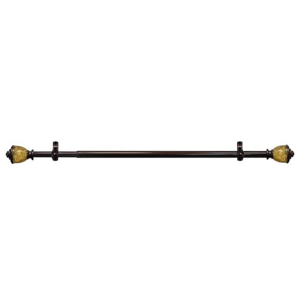 ACHIM Camino Lincroft 48 in. - 86 in. Adjustable 3/4 in. Single Curtain Rod in Oiled Bronze/Amber Glass Lincroft Finials