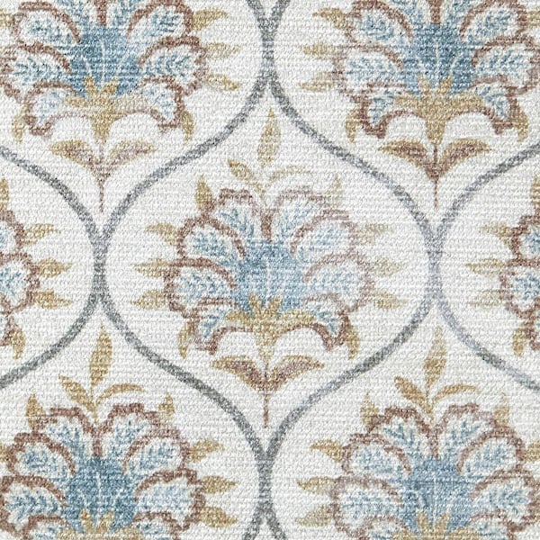 ローラアシュレイ Laura Ashley Amelia Chenille Blue 7 ft. x 10 ft. Woven Trellis