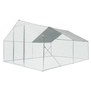 13 ft. x 10 ft. x 6 ft. Outdoor Farm Iron Chicken Coop Poultry Cage with Waterproof Shed and Latch