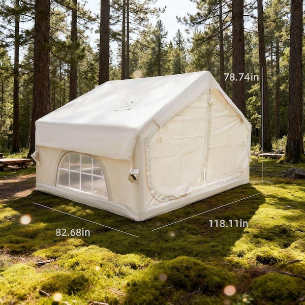 TEINIE 10 ft. x 7 ft. Beige Inflatable Camping Tent 4-Season