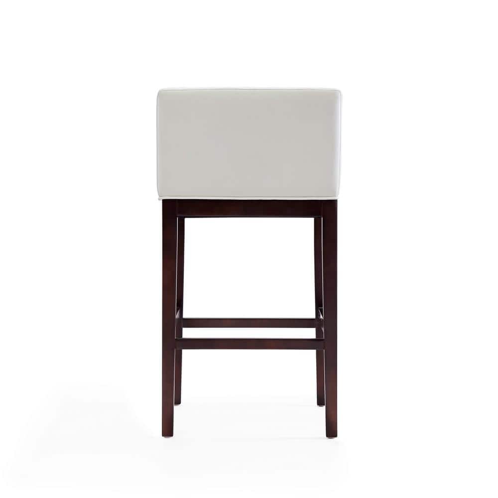 Figeac Mid-Century Beech Wood Barstool in Dark Walnut and Ivory