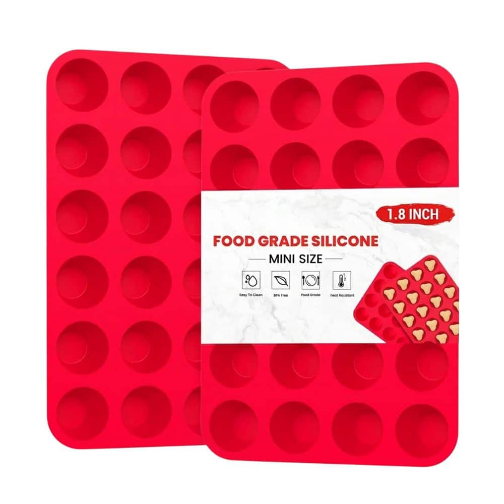 2 Pack Food Grade Silicone 24-Cup Mini Muffin Pan Nonstick Cupcake and Muffin Baking Pan Set price history on PriceWatchPro