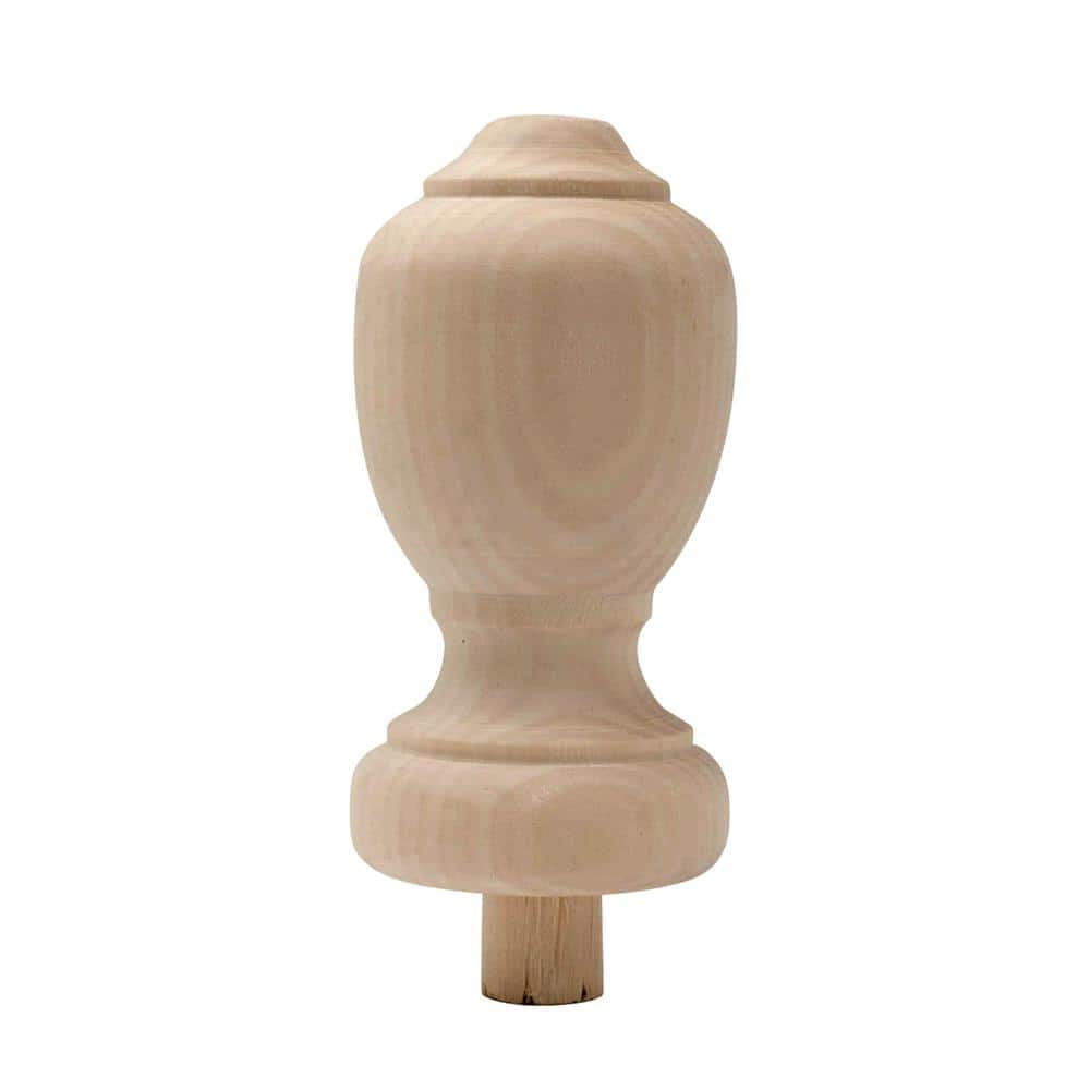 Waddell 4.75 in. H x 2.25 in. Dia. Wood Finial Sanded Unfinished ...