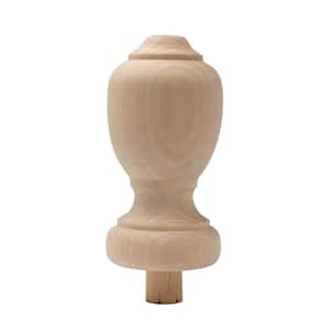 4.75 in. H x 2.25 in. Dia. Wood Finial Sanded Unfinished Hardwood - DIY Accent for Banisters, Curtain Rods(Set of 2)