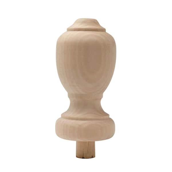 Waddell 4.75 in. H x 2.25 in. Dia. Wood Finial Sanded Unfinished Hardwood - DIY Accent for Banisters, Curtain Rods(Set of 2)