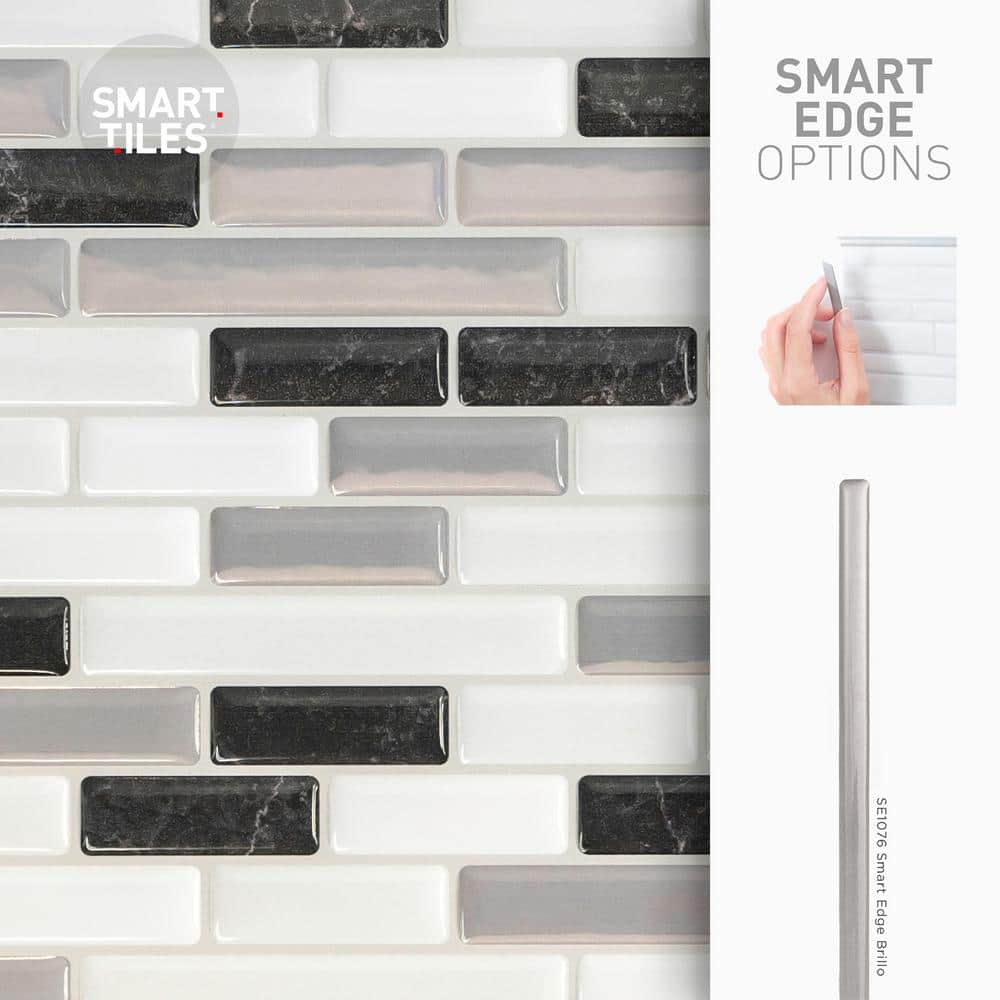 Muretto Alaska Gray and White Vinyl Peel and Stick Backsplash Tiles