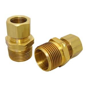 1/2 in. x 3/4 in Brass Compression x MIP Water Heater Adapter Fitting (2-Pack)