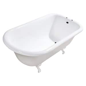 Aqua Eden 48 in. x 30 in. Cast Iron Clawfoot Bathtub in White with 7 in. Faucet Drillings