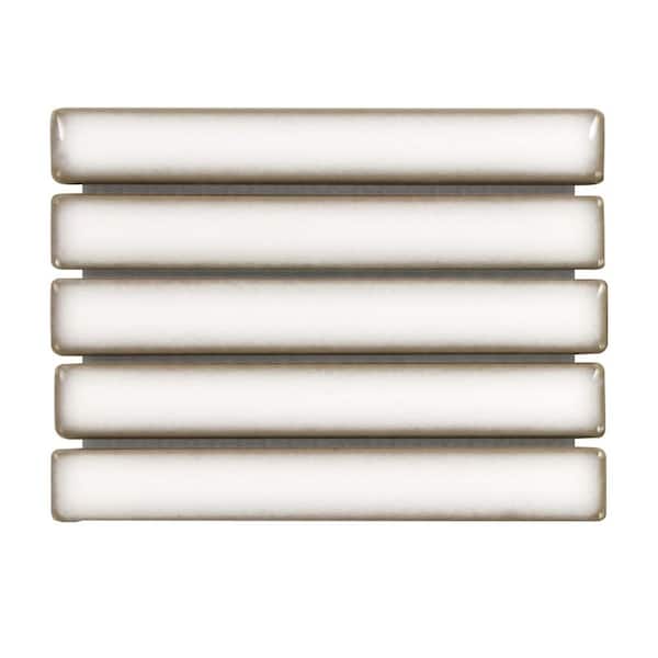 Stacked White 6 in. x 6 in. Glossy Porcelain Tile Floor and Wall Mosaic Tile Kit Kat Finger Tile (0.25 sq. ft. /Case)