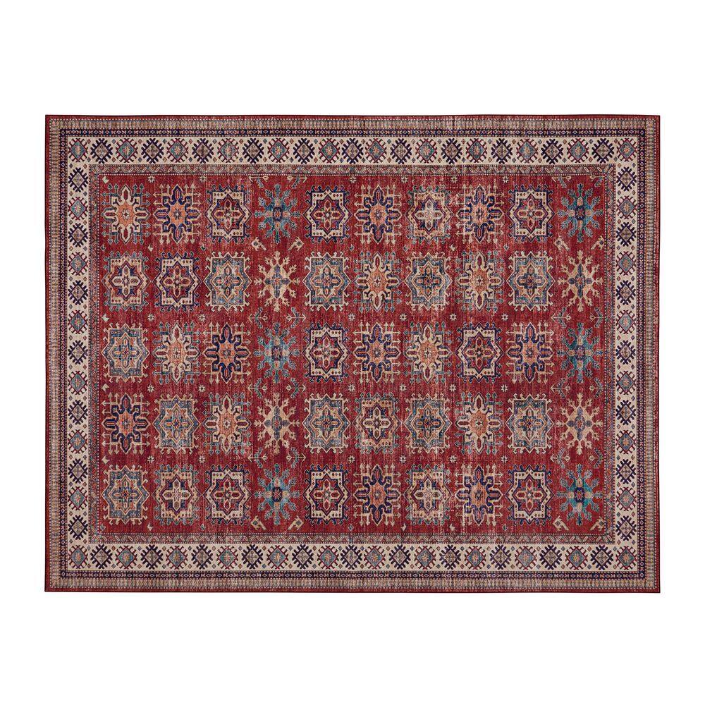 Minot Printed Chenille Red 5 ft. x 7 ft. Polyester Area Rug price history on PriceWatchPro