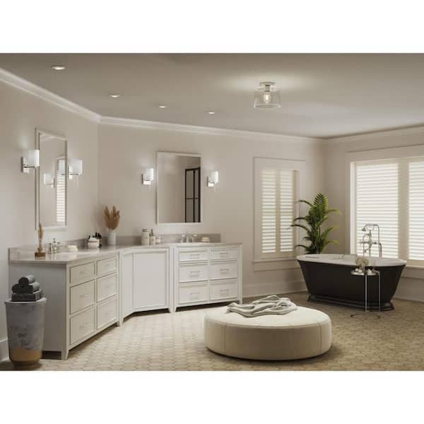 Adley Collection 1-Light Polished Nickel Clear Glass New Traditional Flush Mount Light