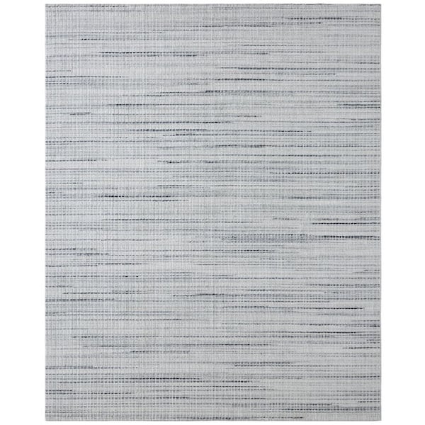 Hudson 2 ft. x 3 ft. Grey White Strie Abstract Washable Area Rug
