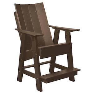 Contemporary Tudor Brown Plastic Outdoor High Adirondack Chair