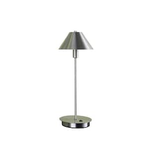 17.5 in. Silver Standard Light Bulb Bedside Table Lamp with Silver Metal Shade