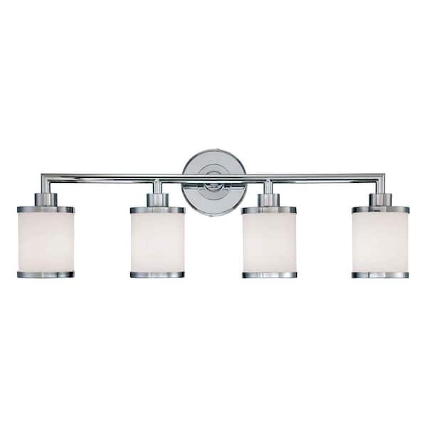 Millennium Lighting 4-Light Chrome Vanity Light with Etched White Glass