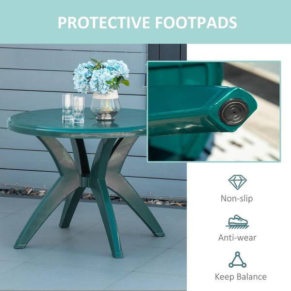 ToolCat 36 in. Green Round Plastic Patio Outdoor Dining Table with