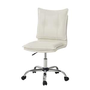 Earl White Modern Faux Leather Swivel Task Chair with Metal Base
