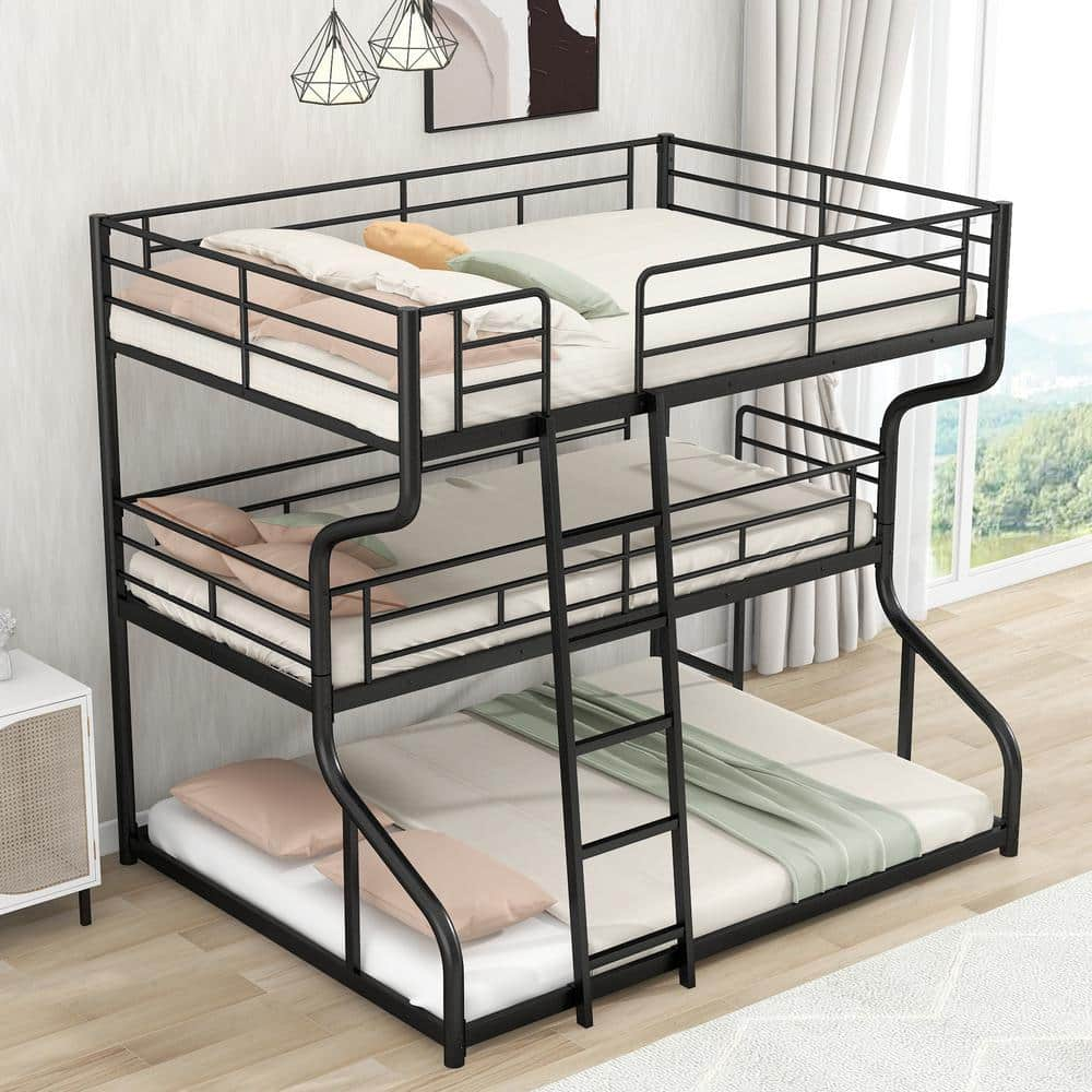 Polibi Full XL Over Twin XL Over Queen Size Metal Frame Triple Bunk Bed ...