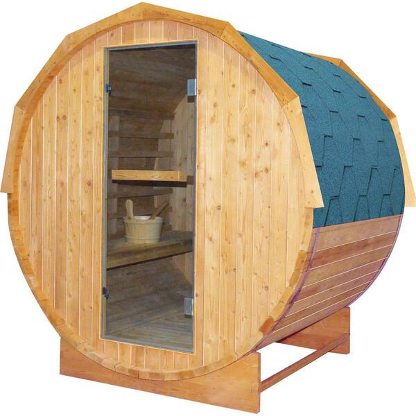 Moray 4-Person Outdoor Round Steam Wet/Dry Sauna with 1 Metal Stove, 1 LED Explosion-Proof Lamp
