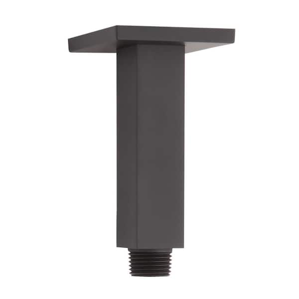 SIGNATURE HARDWARE 4 in. Square Ceiling Mounted Shower Arm and Flange Matte Black