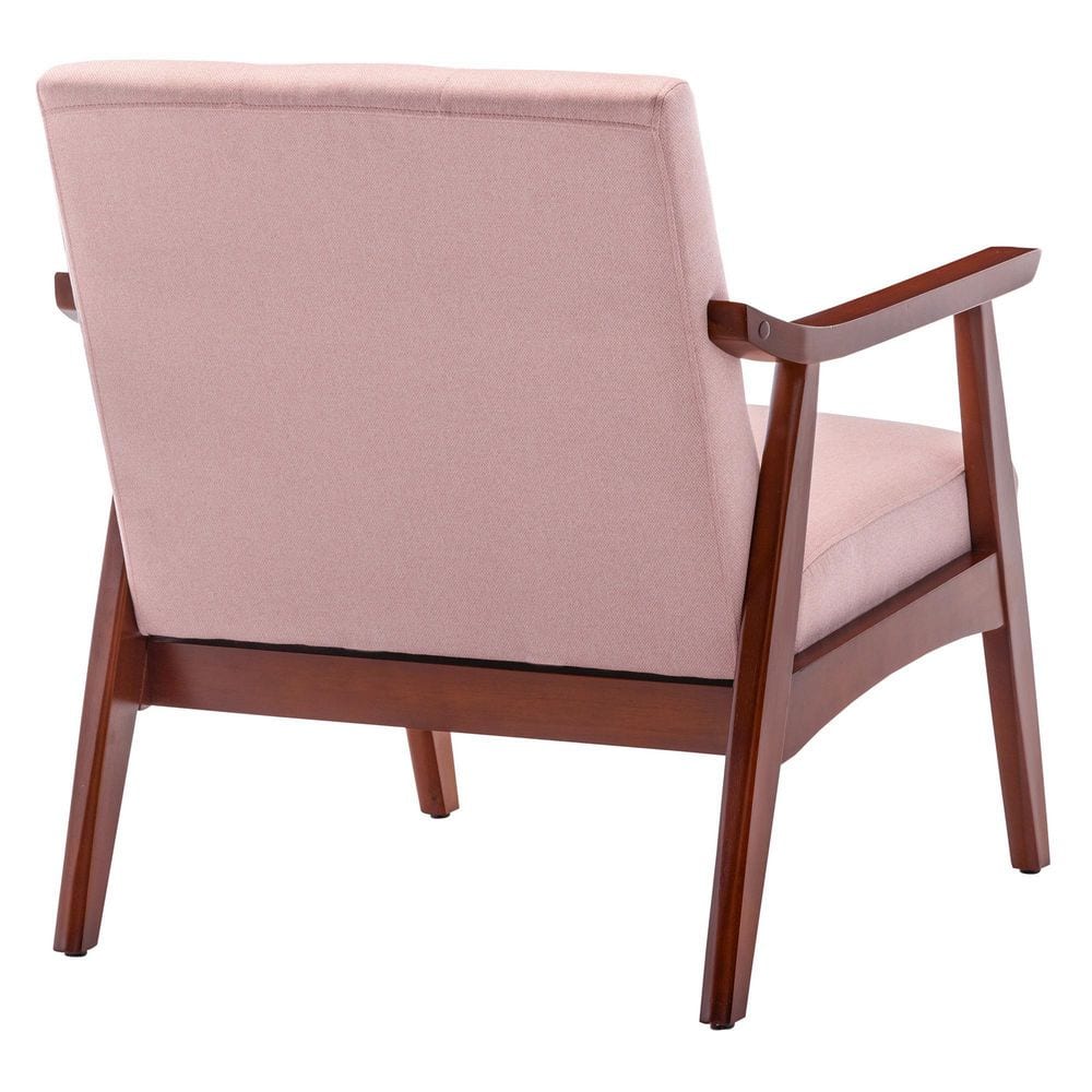Pearl Pink Fabric Espresso Wood Accent Chair 28x32x29 in