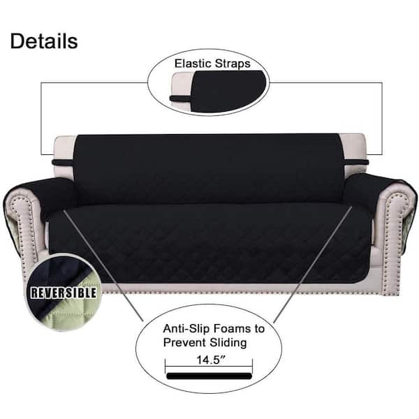 Easy-Going Sofa Covers, Slipcovers, Reversible Quilted Furniture Protector, Water Resistant, Improved Couch Shield with Elastic Straps