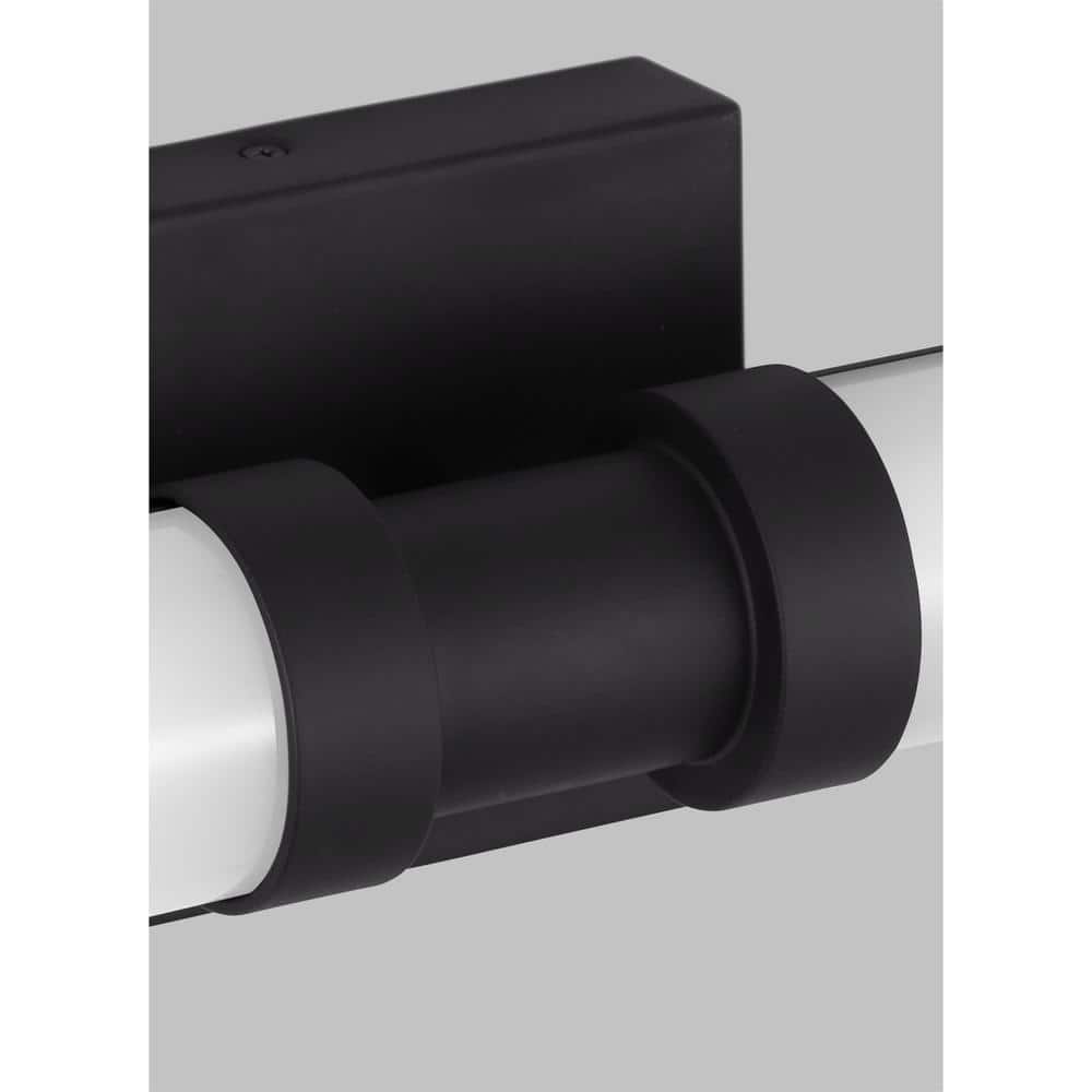 Neltev Matte Black 24" LED Bath Vanity Light with White Shade