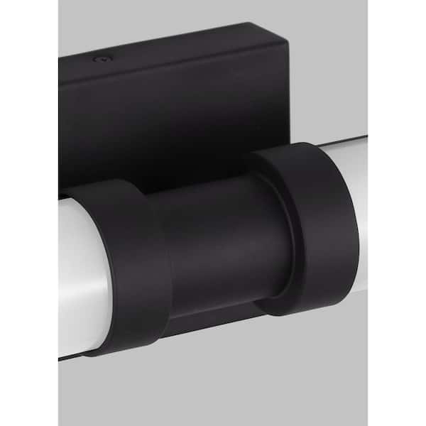 Generation Lighting - Kiel 18 in. Small 2-Light Midnight Black LED Vanity Light with Arctic Glass Shades