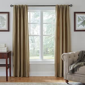 72 in. - 144 in. Telescoping 1 in. Single Curtain Rod Kit in Oil- Rubbed Bronze with Round Cage Finials
