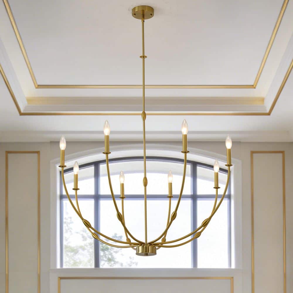 8-Light Modern Gold Chandelier,Large Farmhouse Dining Room Light Fixture for High Ceilings,Industrial Candle Chandelier price history on PriceWatchPro