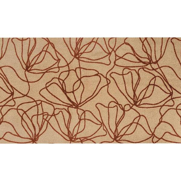 2' X 4' Beige And Bronze Floral Washable Area Rug With UV Protection