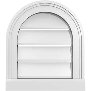 14 in. x 16 in. Round Top White PVC Paintable Gable Louver Vent Functional