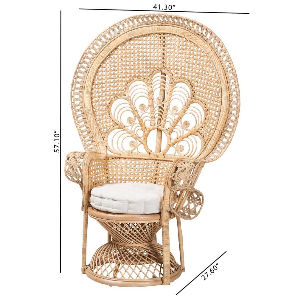Natural Brown Handcrafted Rattan Peacock Accent Chair