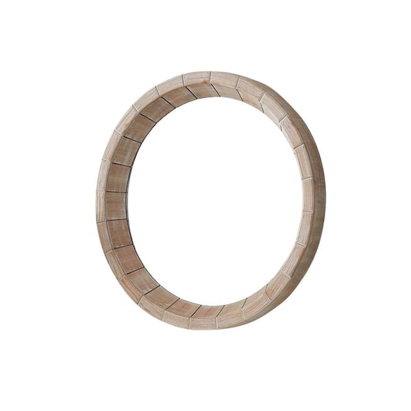 Unbranded Tropical Round 27.5 in. x 27.5 in. Whitewash Accent Wall Mirror