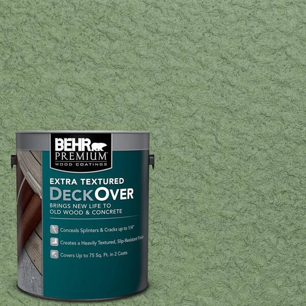 BEHR Premium Extra Textured DeckOver 1 gal. #SC-132 Sea Foam Extra Textured Solid Color Exterior Wood and Concrete Coating