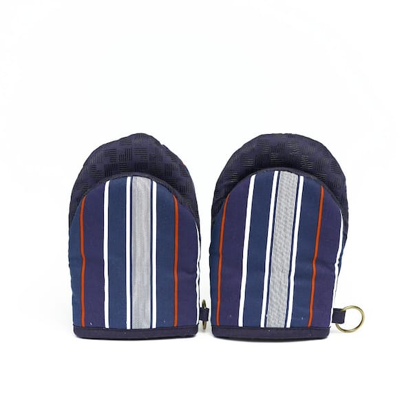 Nautica Home Navy Multi Stripe 100% Cotton Oven Mitts with Silicone Grip (Set of 2)